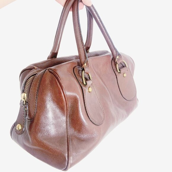 Banana Republic Somerset Collection Brown Leather Satchel Bag - Picture 4 of 11